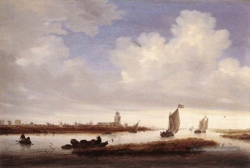 Bateaux œuvres - Vue de Deventer vu du nord ouest Bateau paysage marin Salomon van Ruysdael
